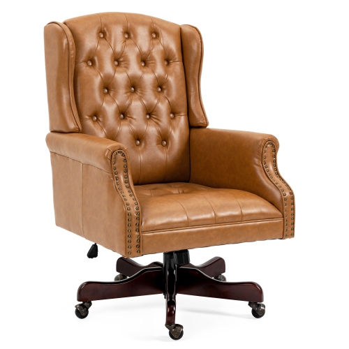 U-HOMY Classic Executive Office Chair High Back Wingback Boss Chair - Brown