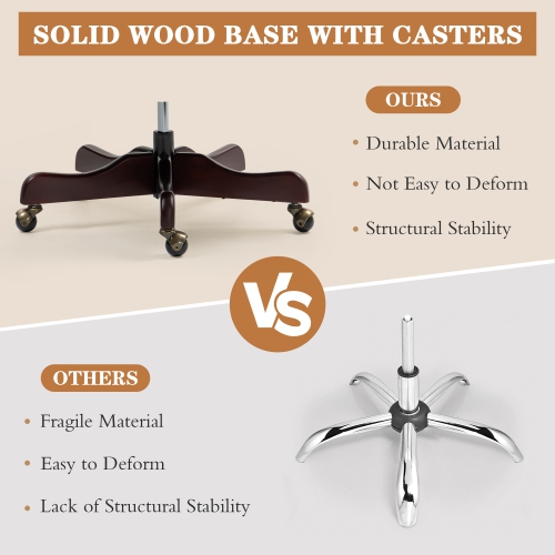 U-HOMY Classic Executive Office Chair High Back Wingback Boss Chair - Brown