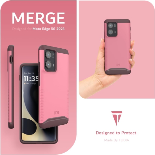 TUDIA Merge for Motorola Edge 2024 Case 5G Military Grade Cover - Smokey Pink
