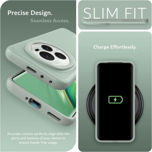 TUDIA MergeGrip for Honor Magic 6 Pro Case 5G 2024 Military Grade Cover - Green Lily