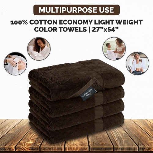 Canadian Linen Economy – Ensemble de 4 serviettes de bain 27 x 54&nbsp;po 100 % coton couleur éponge doux absorbant, léger, séchage rapide pour Hotel