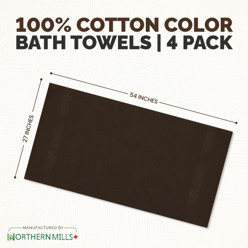 Canadian Linen Economy – Ensemble de 4 serviettes de bain 27 x 54&nbsp;po 100 % coton couleur éponge doux absorbant, léger, séchage rapide pour Hotel