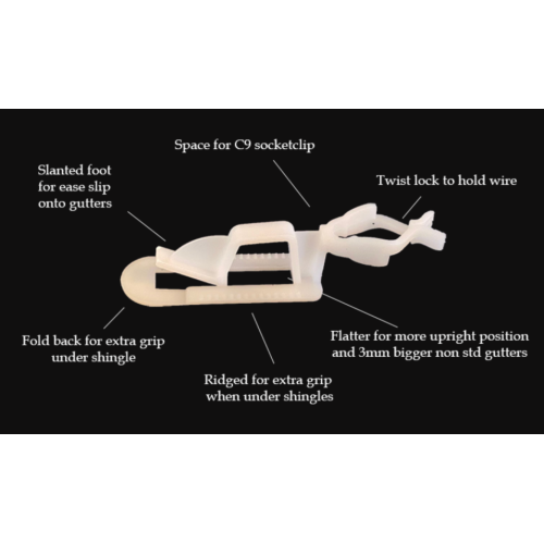 LightingByHHD Premium All-in-One Christmas Light Clip – 100 pack - Universal C7/C9 Holder for Shingles, Gutters & Eaves, White