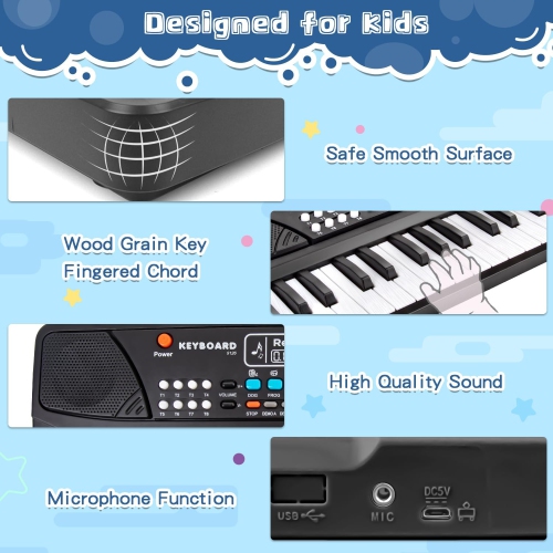 Kids Keyboard Piano 37 Keys Piano for Kids Electronic Piano with Microphone Educational Musical Toys for 3 4 5 6 Year Old Boys Girls Gifts Age 3-5