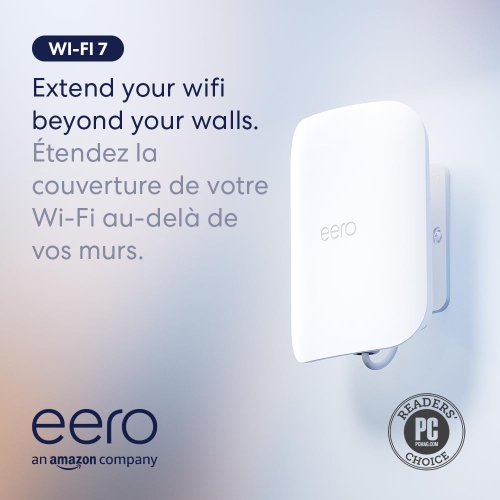 eero Outdoor 7 dual-band mesh wifi router, Weatherproof rating of IP66, Coverage up to 1,390 m² outdoors, 1-pack, Includes 30W PoE+ adaptor - Open Box