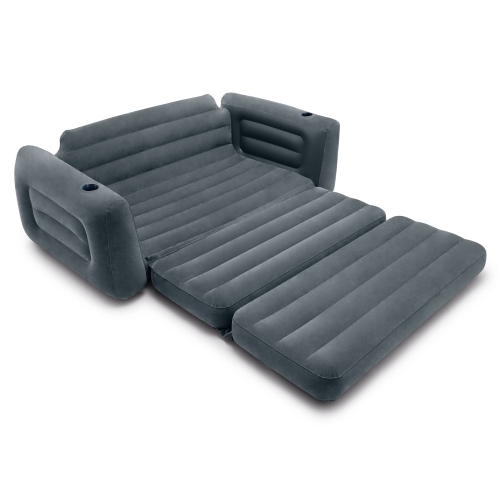 Intex – Canapé-lit coulissant gonflable grand format avec fauteuil-lit, gris foncé