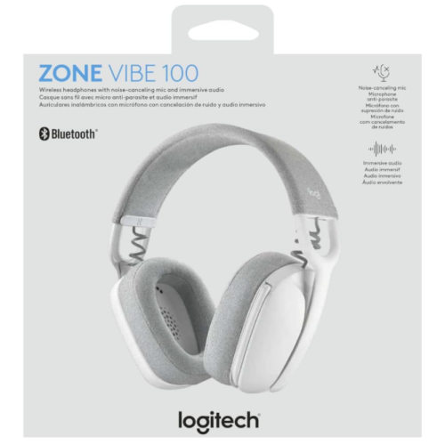 Refurbished - Logitech Zone Vibe 100 Lightweight Wireless Over-Ear Headphones with Noise-Canceling Microphone, Advanced Multipoint Bluetooth Headset