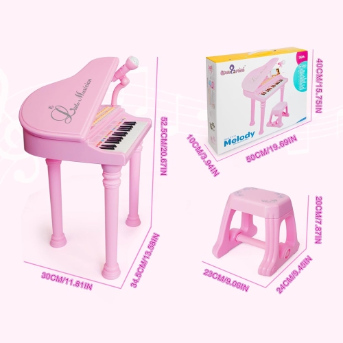 Love&Mini Piano Toy Keyboard 31 Keys for Kids Birthday Gift Pink Music Instruments with Microphone