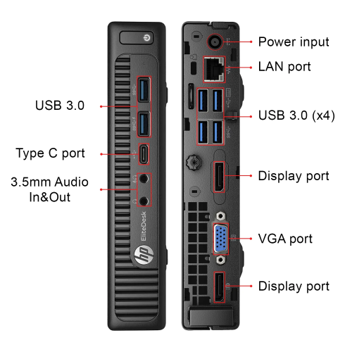 HP EliteDesk 800 G2 Mini Business Desktop - Intel Core i5-6500T, 16GB Memory, 256GB SSD, Win 11 Pro + Wi-Fi by HP - Refurbished condition - Image 3