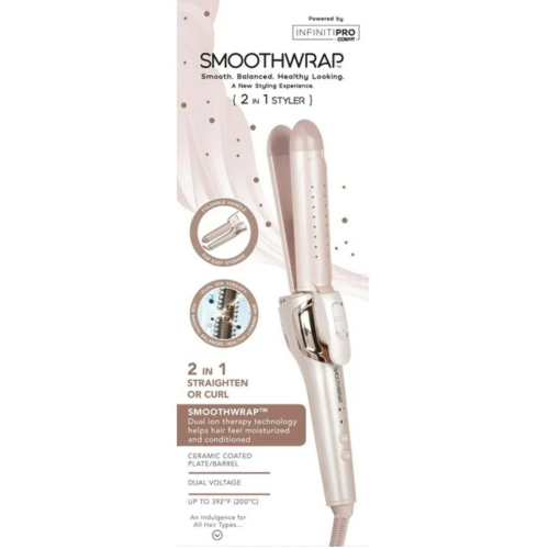 Conair Infiniti Pro Smoothwrap 2-In-1 Ceramic Straighten or Curler Styler #CS3290PKBRC