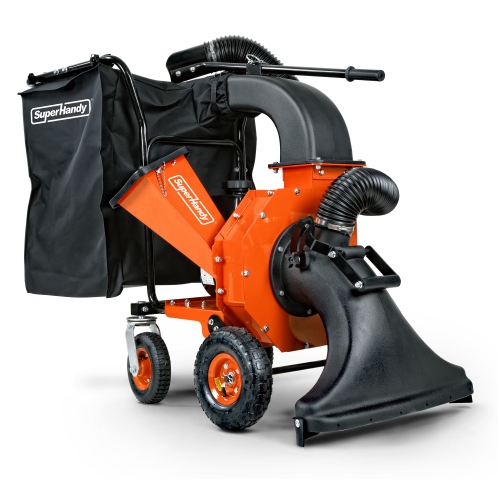 SUPERHANDY  Leaf Vacuum & Wood Chipper - 7 HP 209Cc Gas Engine, 10:1 Mulch Ratio, 6 Bushel Bag Capacity, Castor Wheels, Dual Function: Walk-Behind Great features