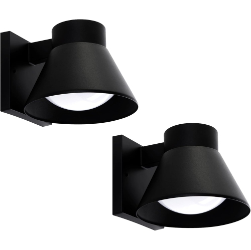 2 Pack LED Outdoor Wall Light Fixtures, Black Front Porch Lights Wall Mount Lighting, Exterior Waterproof Wall Lantern Light Fixture Anti-Rust