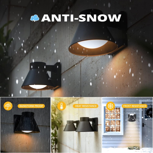 Ensemble de 2 luminaires muraux extérieurs LED, éclairage mural noir pour véranda avant, applique murale extérieure étanche pour terrasse, applique