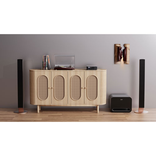 Haut-parleur d'extrêmes graves sans fil 8 po 250 W Sub Pro de WiiM - Noir très lustré