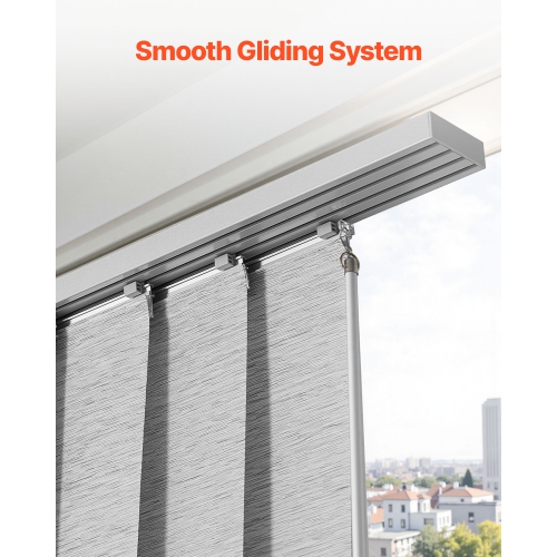 VEVOR 45.8 in to 86 in W Panel Track Blinds, Trimmable Panel Curtains Up to 96 in H, Adjustable Vertical Panel Blinds for Sliding Doors, Patio Doors,