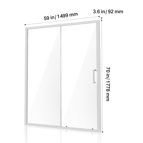 VEVOR 57.7-59 W x 70 H in Semi-frameless Shower Door, Shower Sliding Glass Door with 1/4 in(6mm) Clear Tempered Glass, Waterproof Shatterproof NANO