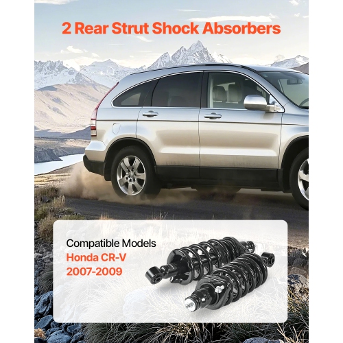 VEVOR 2Pcs Rear Shock Absorber Strut Assembly, Shock and Strut Assembly with Coil Spring, Compatible with 2007-2009 Honda CR-V Models, Replacement