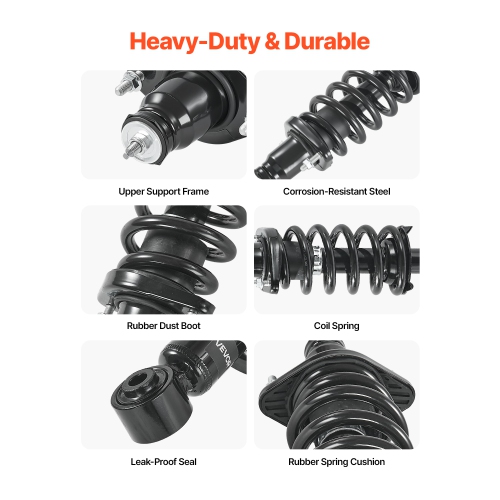 VEVOR 2Pcs Rear Shock Absorber Strut Assembly, Shock and Strut Assembly with Coil Spring, Compatible with 2007-2009 Honda CR-V Models, Replacement