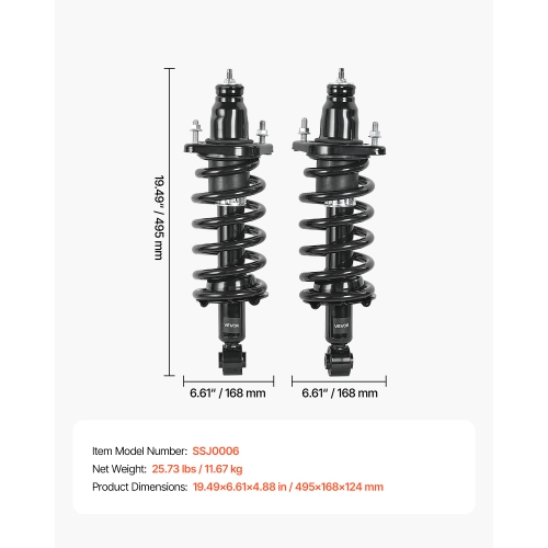 VEVOR 2Pcs Rear Shock Absorber Strut Assembly, Shock and Strut Assembly with Coil Spring, Compatible with 2007-2009 Honda CR-V Models, Replacement