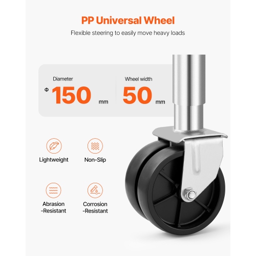 VEVOR 2000 lbs Load Trailer Jack with Wheel, Heavy Duty Swivel Boat Trailer Jack with PP Single Wheel & Ergonomic Handle, 12-inch Lift, Fit for RVs,