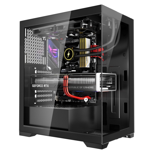 VEVOR PC Gaming Case, Mid-Tower, Computer Case with High-Airflow Tempered Glass Panel, Dust Filter, 2 x 120 mm Fans, for GPU up to 360 mm in Length,