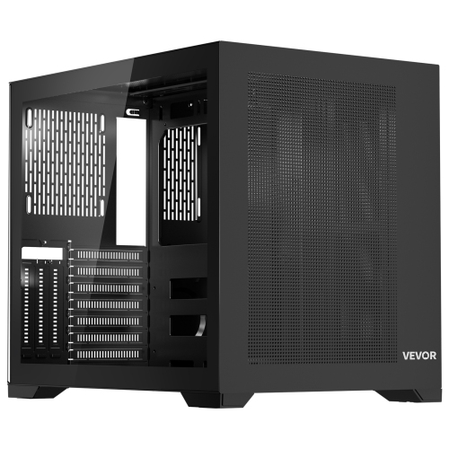 VEVOR Mid-Tower PC Case, Dual Chamber, Gaming Computer Case with Tempered Glass Panels, Magnetic Dust Filter, for GPU up to 410 mm in Length,