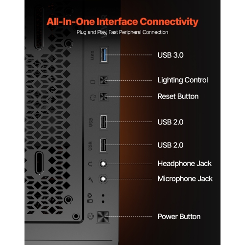 VEVOR PC Gaming Case, Full-Tower, Computer Case with High-Airflow Panel, Magnetic Dust Filter, 3 x 140mm PWM Fans, for GPU up to 410mm in