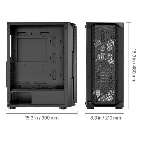 VEVOR PC Gaming Case, Mid-Tower, Computer Case with High-Airflow Tempered Glass Panel, Dust Filter, 4 x 120 mm ARGB Fans, for GPU up to 320 mm in