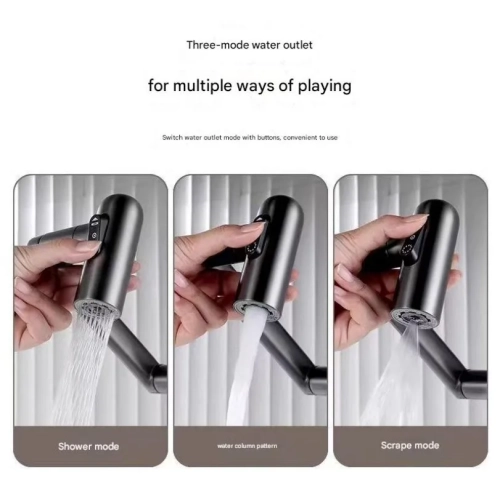 Rotatable Bathroom Faucet with Temperature Display in Fahrenheit, 3 Water Outlet Modes, Universal Rotation Cold Hot Water Tap