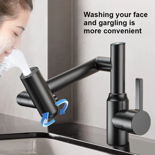 Rotatable Bathroom Faucet with Temperature Display in Fahrenheit, 3 Water Outlet Modes, Universal Rotation Cold Hot Water Tap