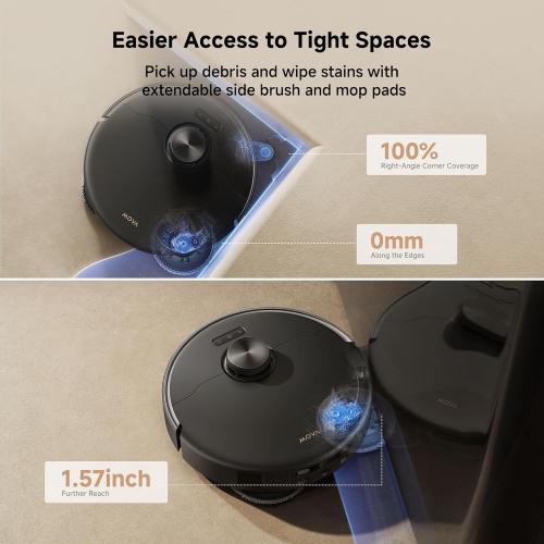 Aspirateur robot à vadrouille amovible et relevable P50 Pro Ultra de MoVA, anti-enchevêtrement, séchage et nettoyage automatique, vidage automatique
