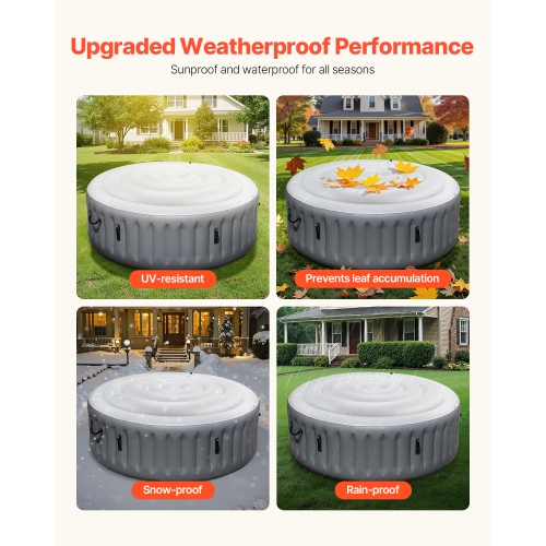 VEVOR 4.5 Ft Inflatable Hot Tub Cover, Round Hot Tub Cover Protector, Insulated Spa Covers for Inflatable Hottub,Weatherproof and Waterproof Energy