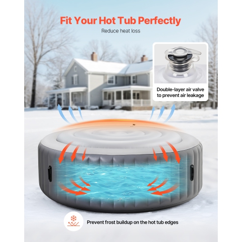 VEVOR 4.5 Ft Inflatable Hot Tub Cover, Round Hot Tub Cover Protector, Insulated Spa Covers for Inflatable Hottub,Weatherproof and Waterproof Energy