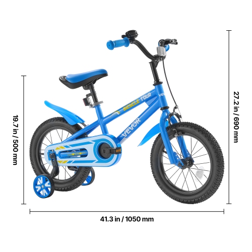 VEVOR 14 Inches Kids Bike, BMX Style Children Bicycle, Rider Height 2.95 ft - 3.77 ft, Training Wheels Included, Sturdy and Easy to Assemble, Toddler