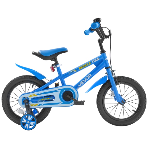 VEVOR 14 Inches Kids Bike, BMX Style Children Bicycle, Rider Height 2.95 ft - 3.77 ft, Training Wheels Included, Sturdy and Easy to Assemble, Toddler
