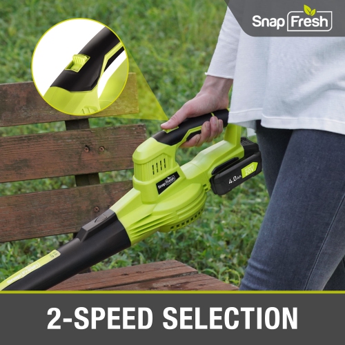 SnapFresh 20V Cordless Leaf Blower with 4.0Ah Battery Fast Charger and 2 Speed Modes