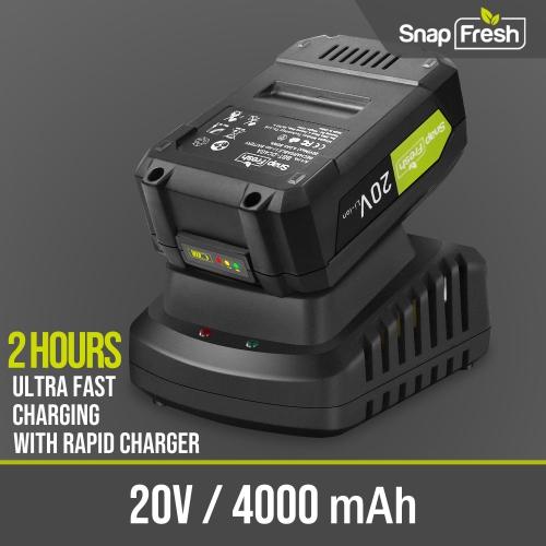 SnapFresh 20V Cordless Leaf Blower with 4.0Ah Battery Fast Charger and 2 Speed Modes