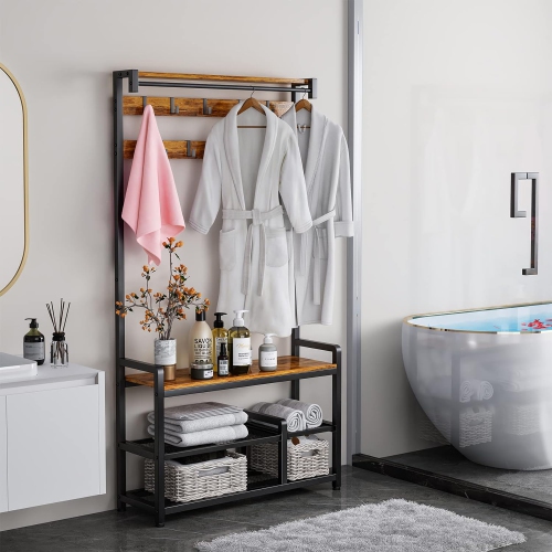 Mr IRONSTONE – Portemanteau pour chaussures avec tablette amovible, étagère à chaussures 3-en-1, range-tout pour garage, 33,1 po long. X