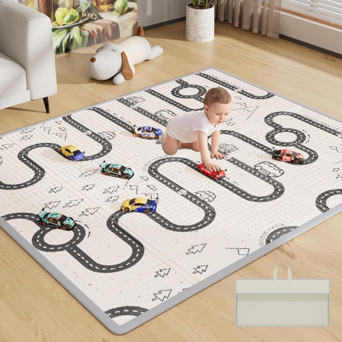Mr IRONSTONE Baby Play Mat with Carry Bag, 71"x59" Foldable & Waterproof Foam Baby Playmat for Floor, 200 x 150cm Anti-Slip Baby Mat