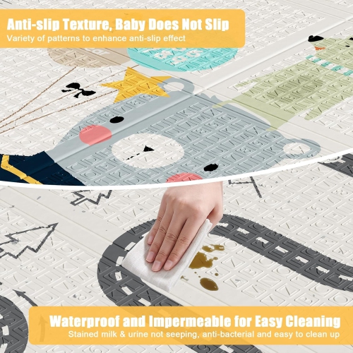 Mr IRONSTONE Baby Play Mat with Carry Bag, 71"x59" Foldable & Waterproof Foam Baby Playmat for Floor, 200 x 150cm Anti-Slip Baby Mat