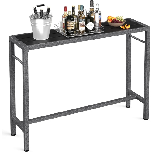 Mr IRONSTONE Outdoor Bar Table 53" Pub Height Dining Table Bistro Patio Table with Waterproof Top and Hammer Finish Stands