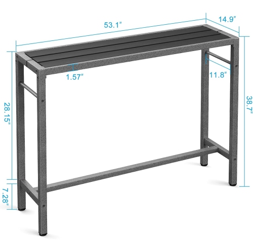 Mr IRONSTONE Outdoor Bar Table 53" Pub Height Dining Table Bistro Patio Table with Waterproof Top and Hammer Finish Stands