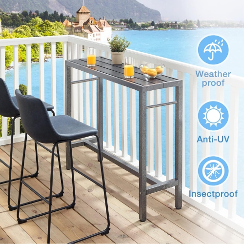 Mr IRONSTONE Outdoor Bar Table 53" Pub Height Dining Table Bistro Patio Table with Waterproof Top and Hammer Finish Stands
