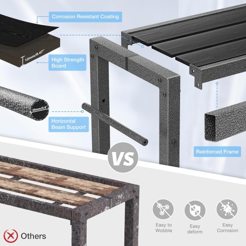 Mr IRONSTONE Outdoor Bar Table 53" Pub Height Dining Table Bistro Patio Table with Waterproof Top and Hammer Finish Stands