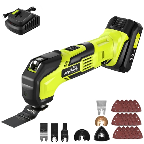 SnapFresh 20V Cordless Oscillating Multi Tool Kit with 6 Speed Settings 24 Accessories 2.0Ah Battery and Charger Included