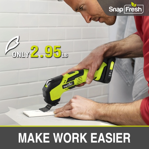 SnapFresh 20V Cordless Oscillating Multi Tool Kit with 6 Speed Settings 24 Accessories 2.0Ah Battery and Charger Included