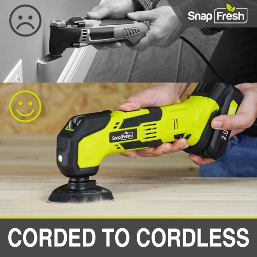 SnapFresh 20V Cordless Oscillating Multi Tool Kit with 6 Speed Settings 24 Accessories 2.0Ah Battery and Charger Included