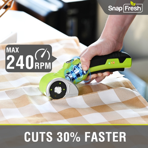 SnapFresh 4V Electric Cardboard Cutter Cordless Rotary Scissors with LED Light 2.0Ah Battery Self Sharpening Blade for Carpet Leather and Plastic
