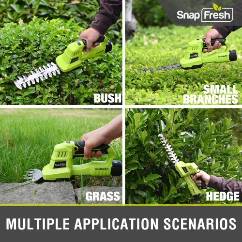 SnapFresh 12V 2 in 1 Cordless Grass Shears and Hedge Trimmer with Battery and Charger Included
