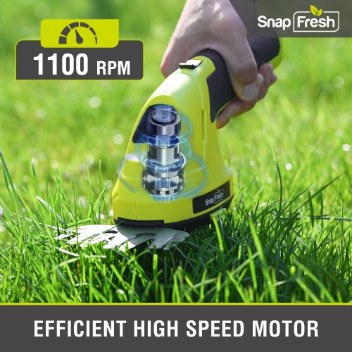 Taille-haie et coupe-herbe sans fil 2-en-1 SnapFresh, taille-arbustes électrique avec batterie et câble de chargement de type C.